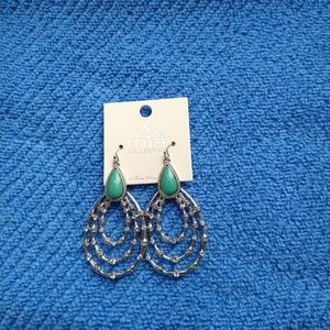 JM Collection Silver and Turquoise Teardrop Earrings